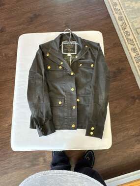 J.Crew Relaxed Boyfriend Field Jacket in Olive Green Cotton Twill Size Small